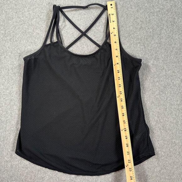 Athleta Powerhouse Mesh Tank Women's Medium Black Sheer Strappy Racerback Active - Picture 4 of 8